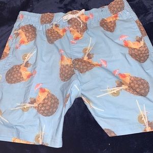 Buckle Pineapple Print Board Blue Shorts/Swim Trunks*Small*New